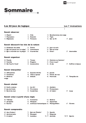 70 jeux de logique sommaire acces editions